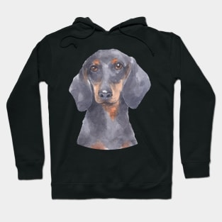 Miniature Dachshund Watercolor Art Hoodie